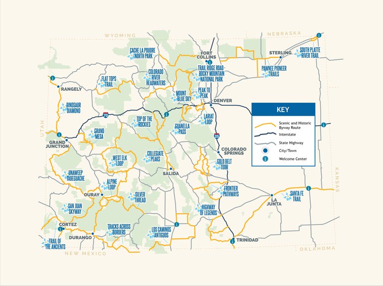 Map of Colorado's 26 Scenic and Historic Byways